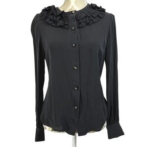 Tory Burch Black Ruffle Collar Blouse
